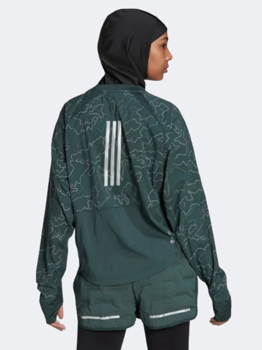 Adidas X-City Crewneck Women Running Jacket Dark Green