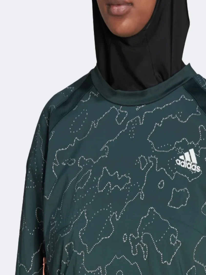 Adidas X-City Crewneck Women Running Jacket Dark Green