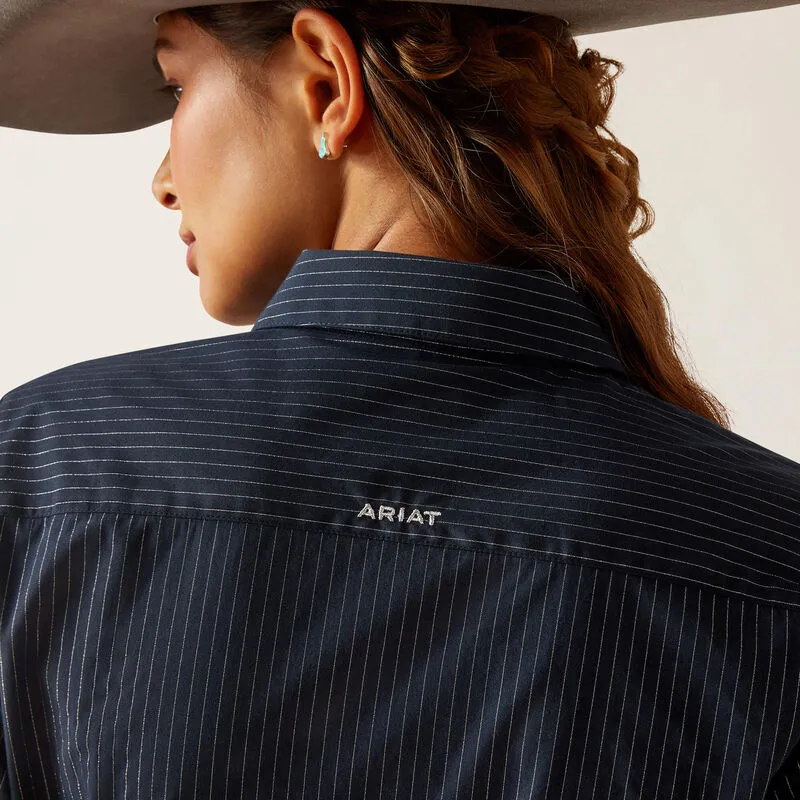 Ariat Women's Wrinkle Resist Kirby Stretch Long Sleeve Western Button Down Shirt in Salute/Silver Lurex (Available in Regular & Plus Sizes)