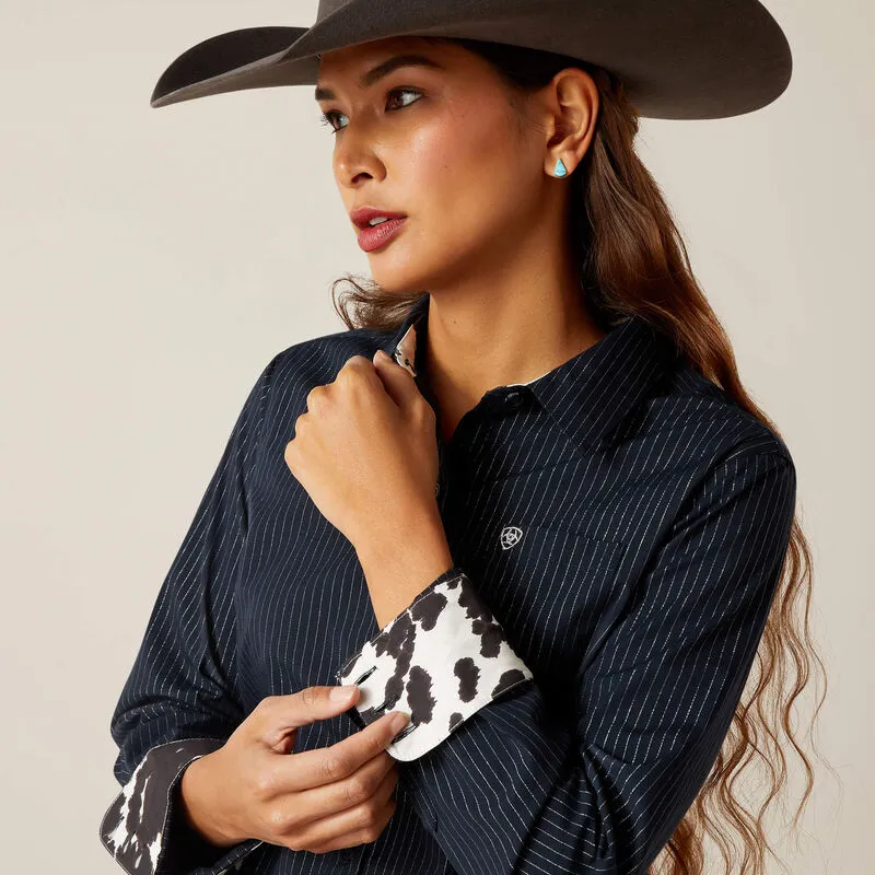 Ariat Women's Wrinkle Resist Kirby Stretch Long Sleeve Western Button Down Shirt in Salute/Silver Lurex (Available in Regular & Plus Sizes)