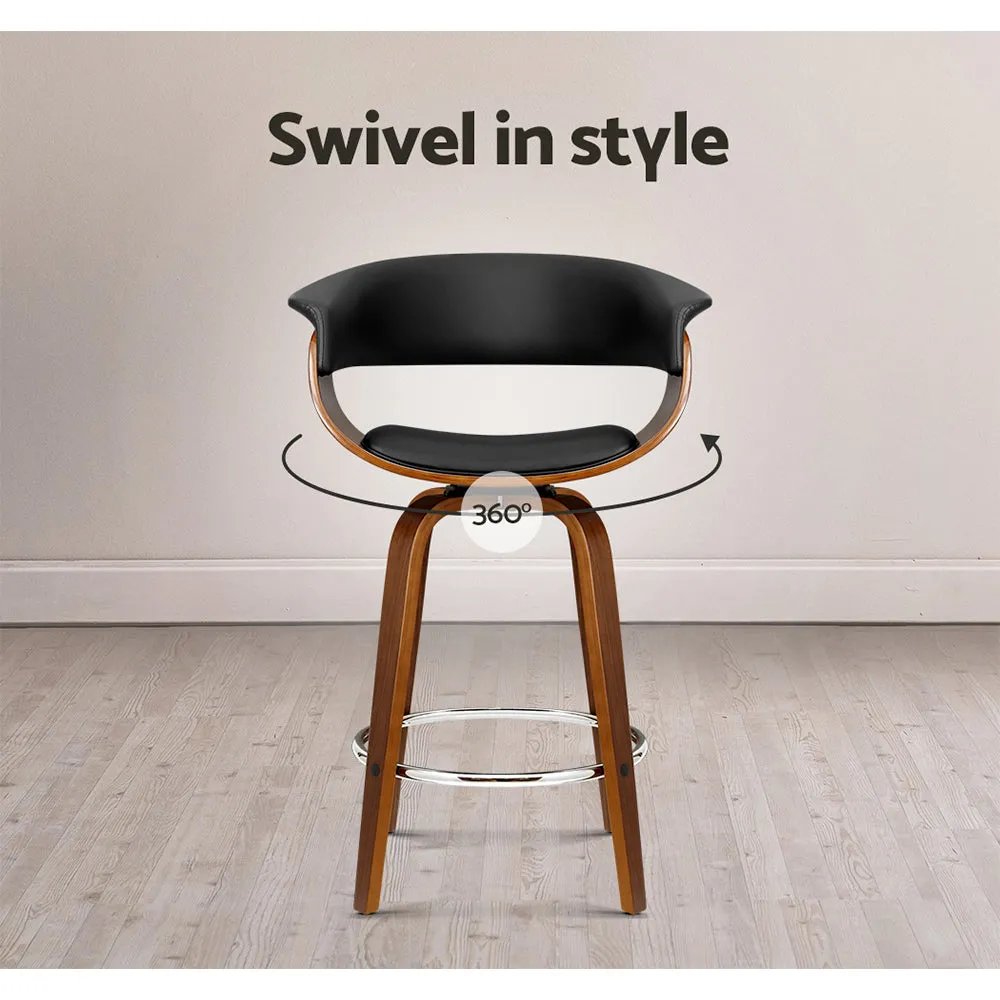 Artiss 4x Bar Stools Swivel PU Seat Wooden