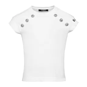 Balmain Button White T-Shirt