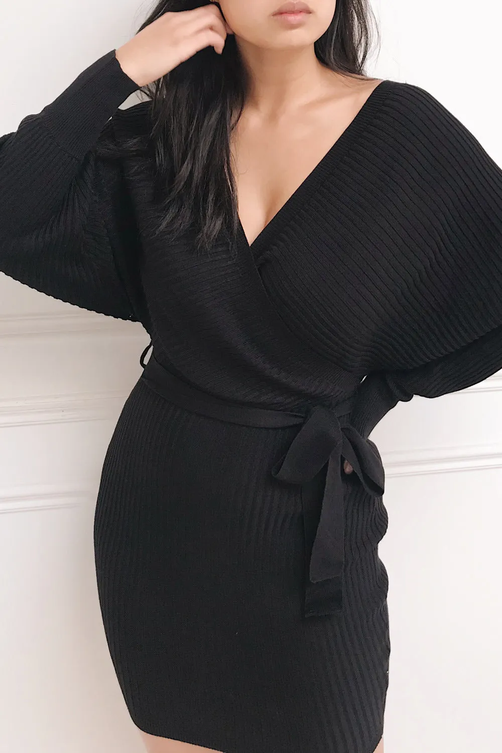 Bergame Black | Knitted Wrap Dress