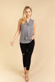 Black/White Stripe Tank with Tie - #4557-4562