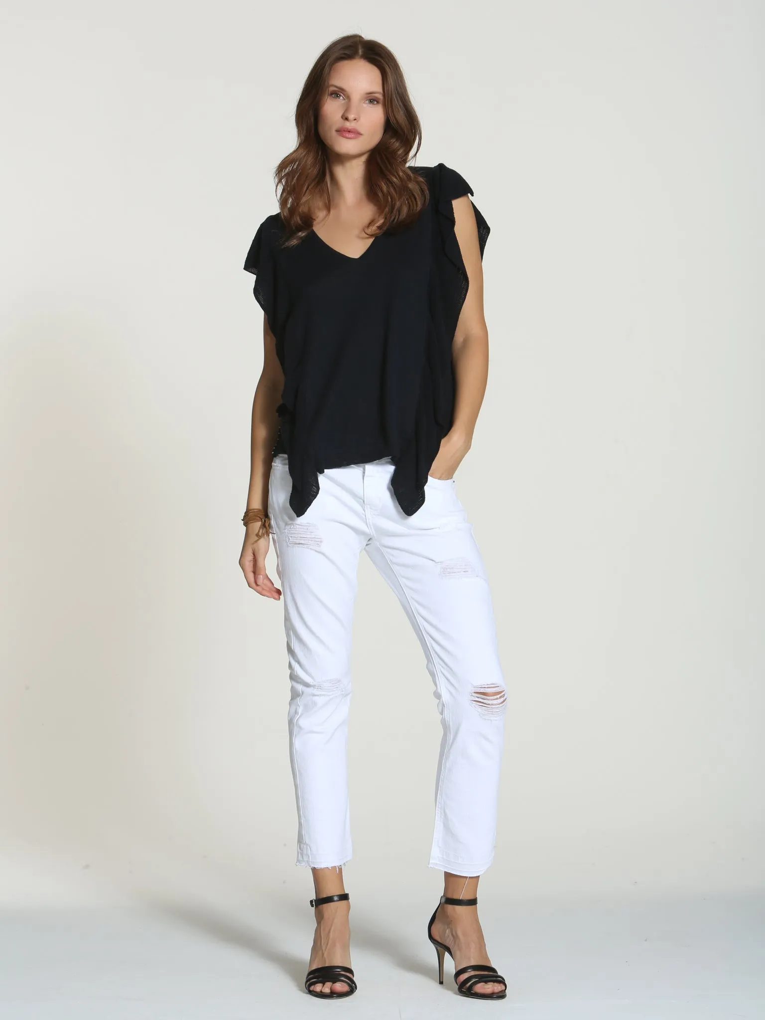 Cascade Ruffle Tank - Black
