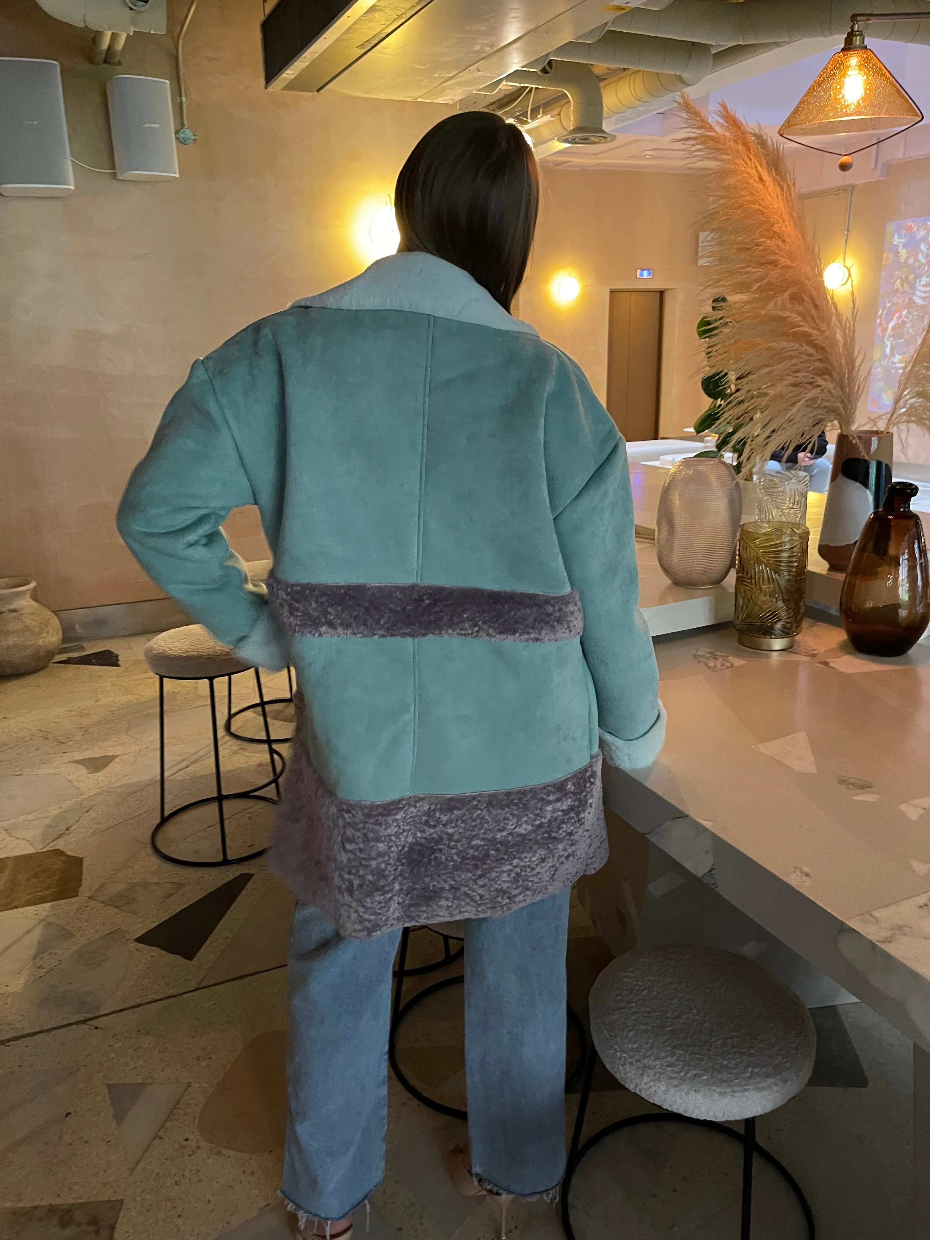 Glamorous Curve Seafoam Green Mauve Coat