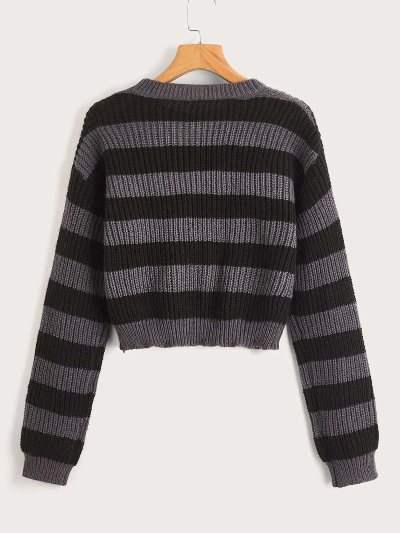 Goth Witchy Striped Drop Shoulder All Seasons Sweater, Witchy Sweater, Witchy Clothing, Goth Clothing