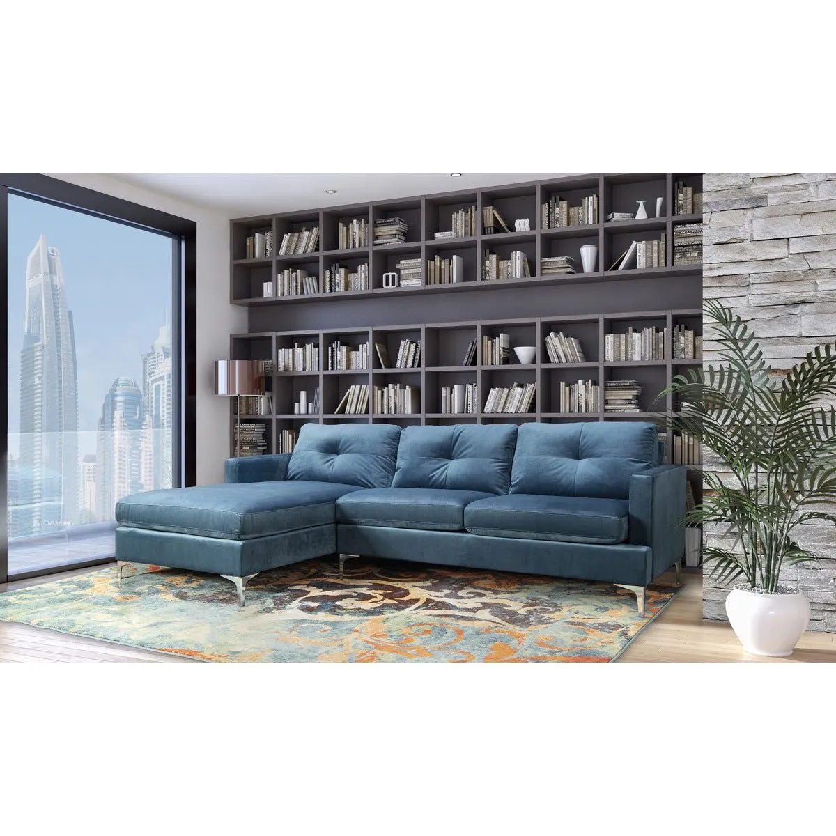Hamilton Blue Sectional with Left side Chaise