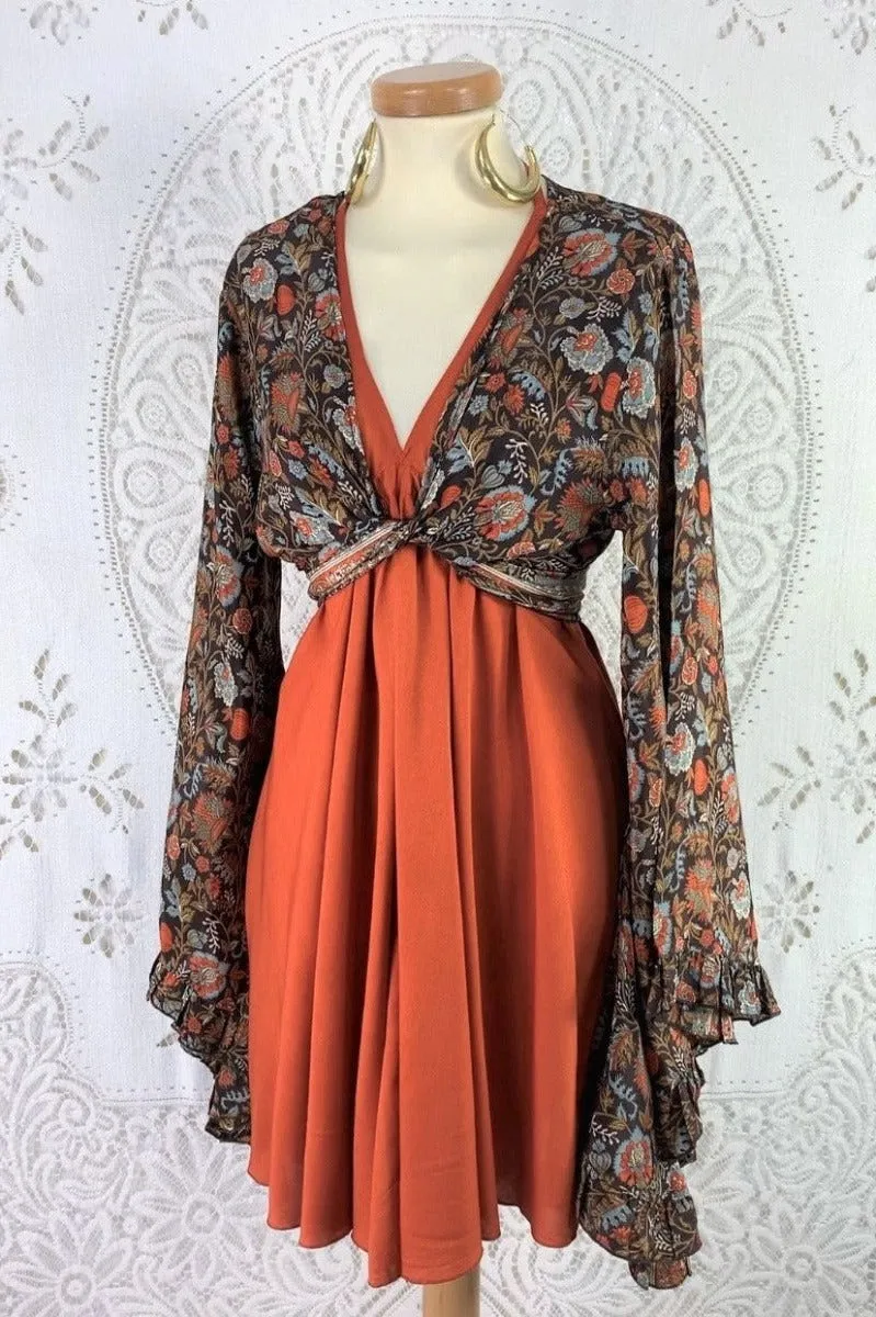 Khroma Medusa Mini Halter Dress in Burnt Orange  - Free Size