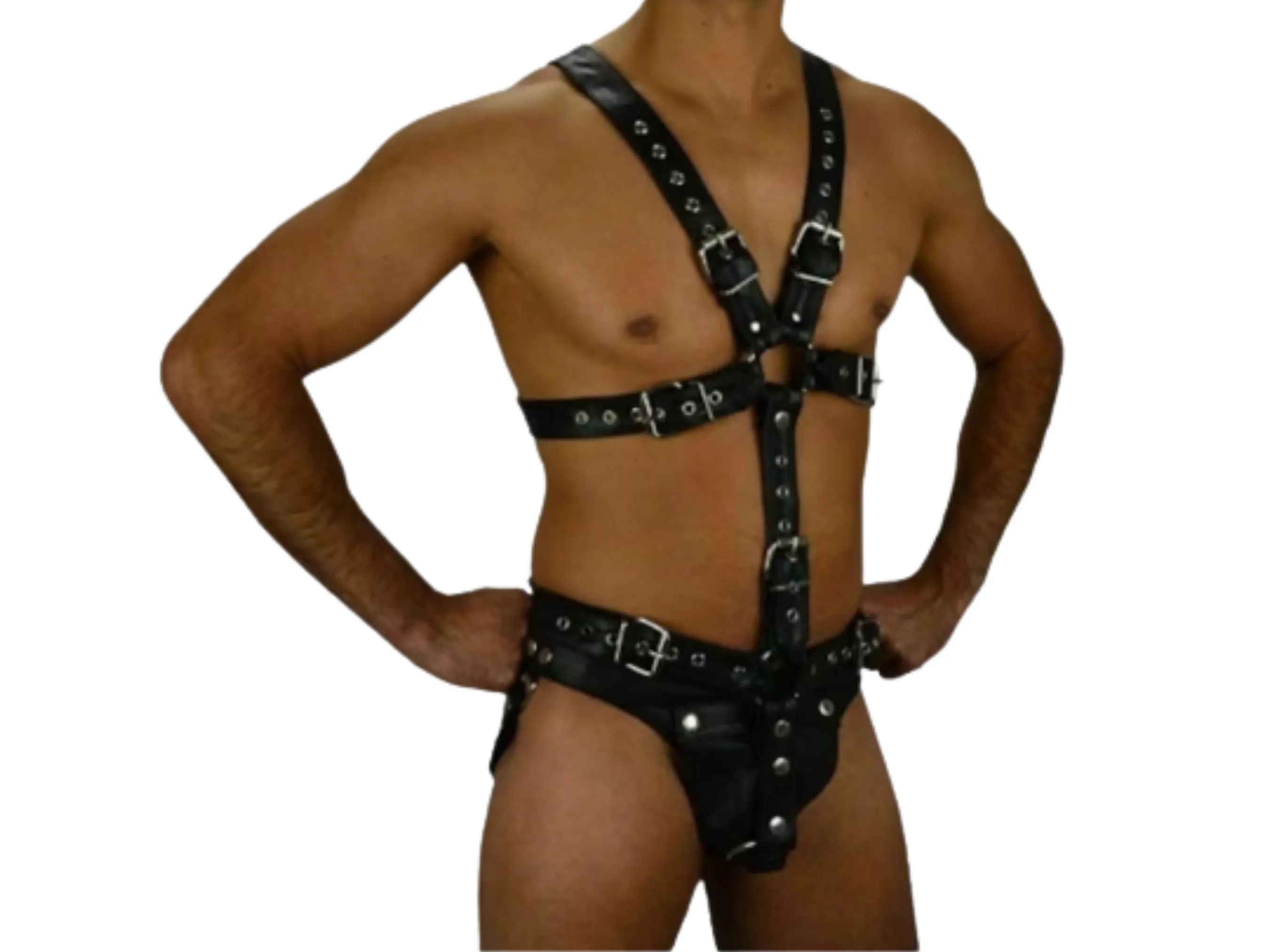 Mens Leather Body Harness with Jockstrap