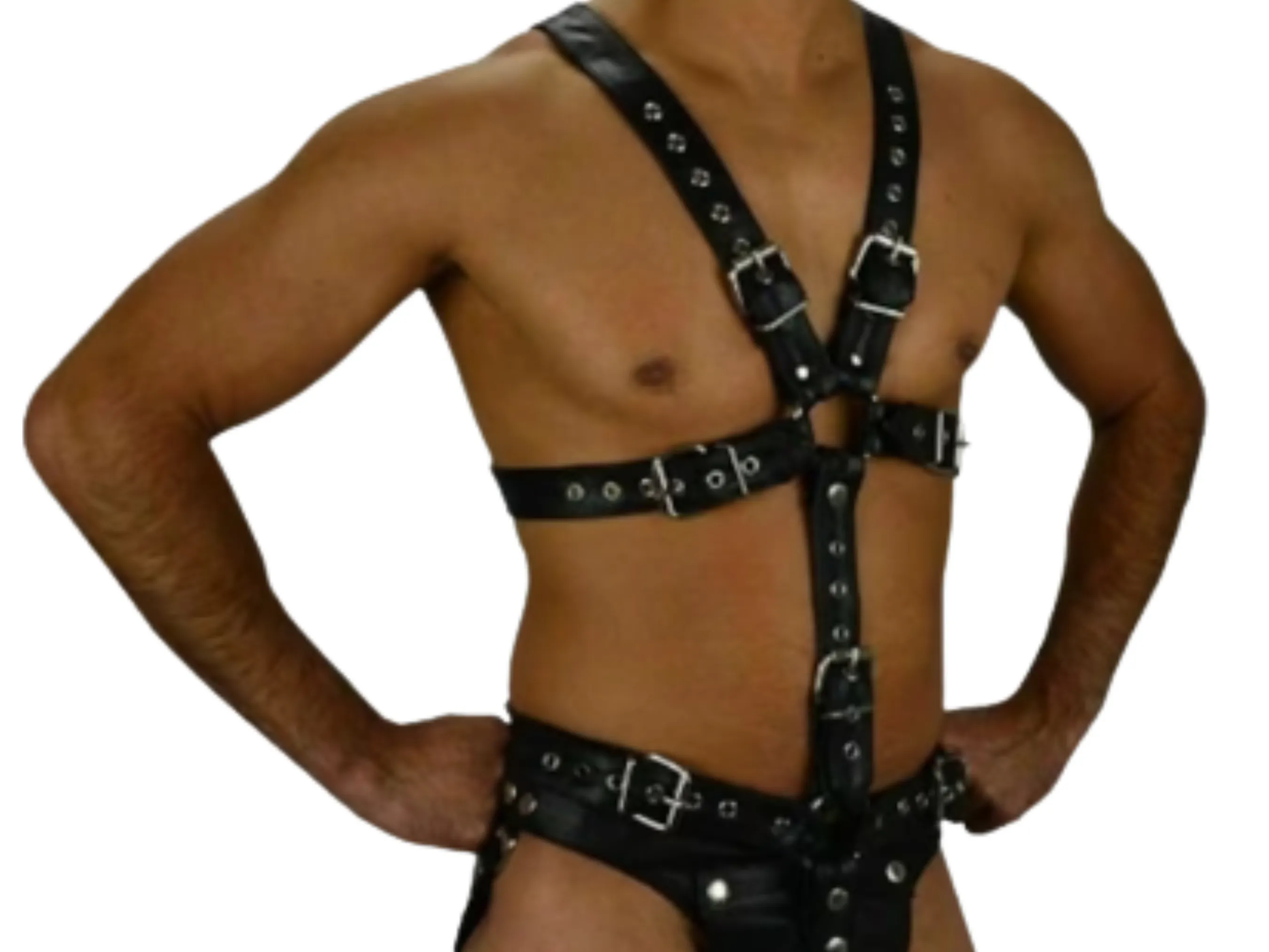 Mens Leather Body Harness with Jockstrap