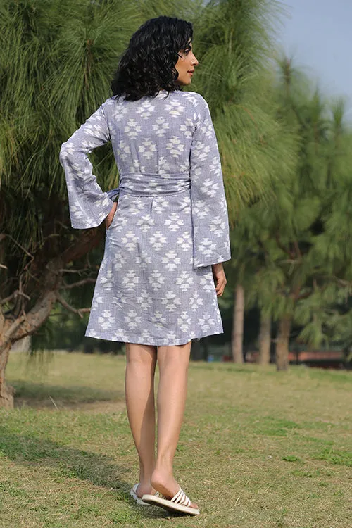 Okhai 'Monsoon' Handloom Cotton Ikkat Wrap Dress | Rescue