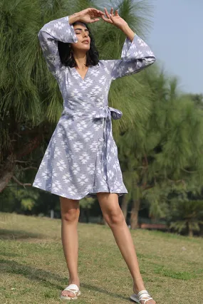 Okhai 'Monsoon' Handloom Cotton Ikkat Wrap Dress | Rescue