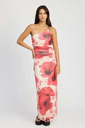 One Shoulder Floral Maxi Dress