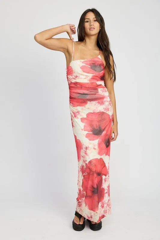 One Shoulder Floral Maxi Dress