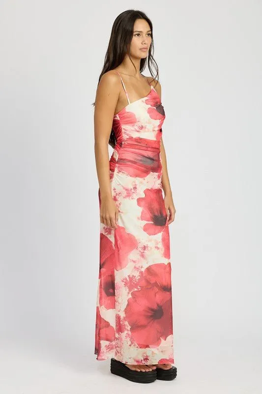 One Shoulder Floral Maxi Dress