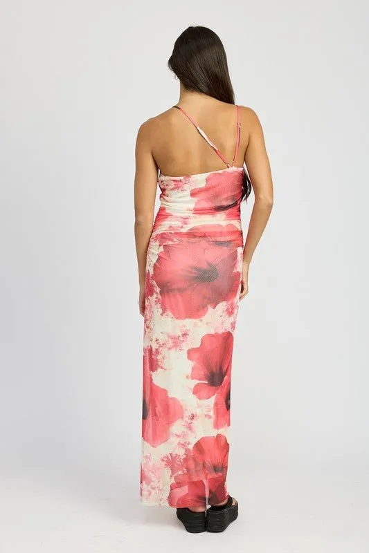 One Shoulder Floral Maxi Dress
