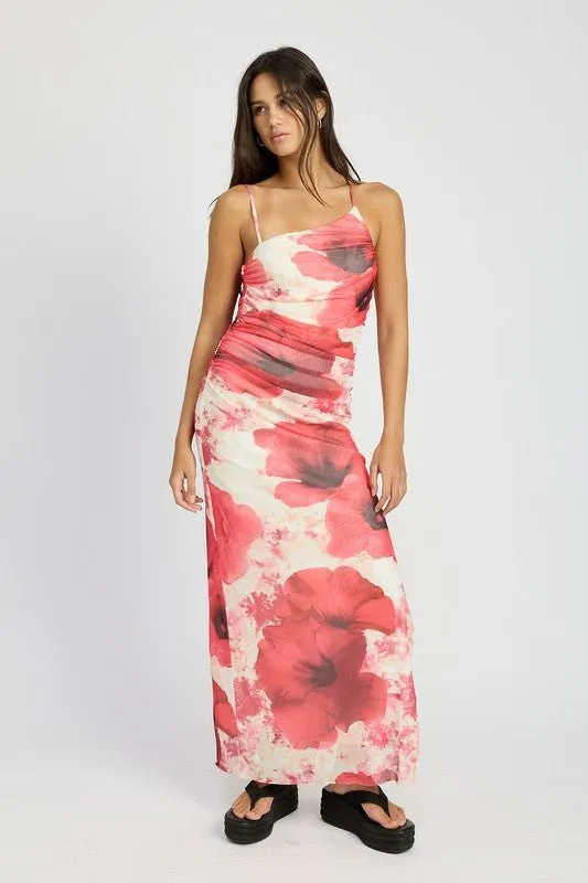 One Shoulder Floral Maxi Dress