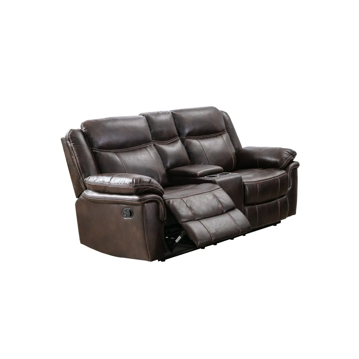 Peabody Brown Reclining Loveseat with Center Console