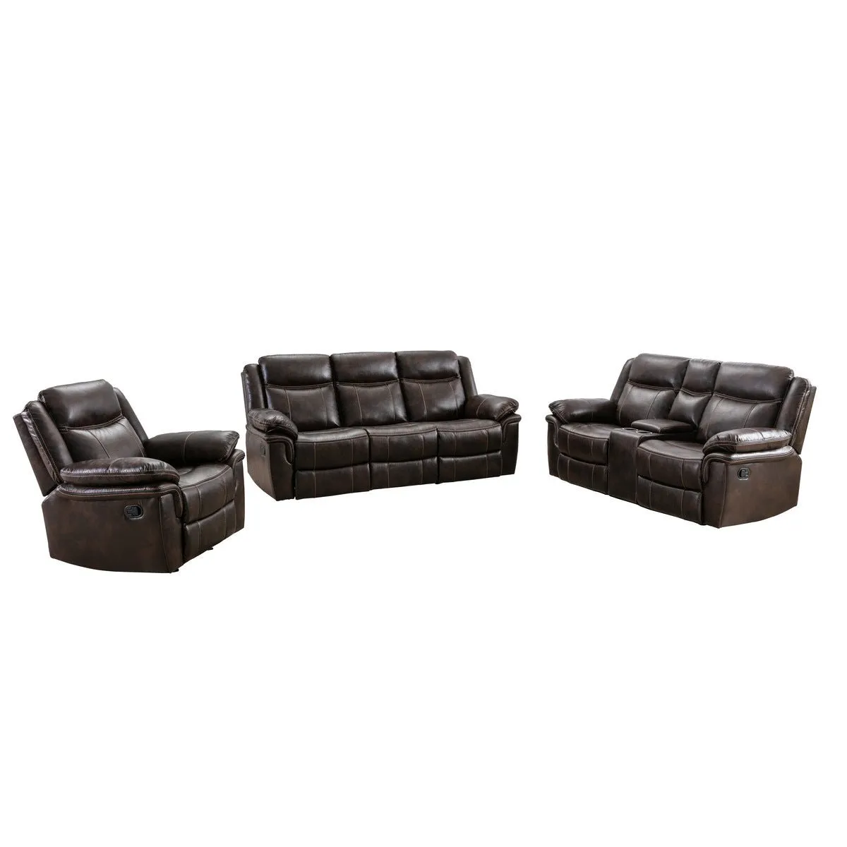 Peabody Brown Reclining Loveseat with Center Console