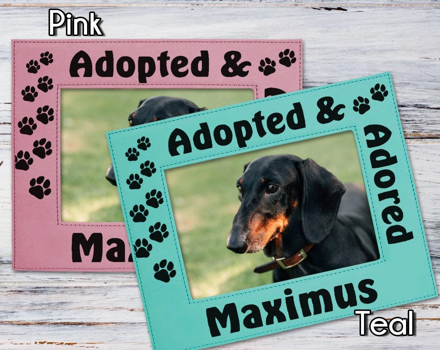 Picture Frames for Dogs and Cats Adopted and Adored Pet Photo Frame Personalized Paw Prints Rescued Puppy Kitten Best Friend Animal Gift