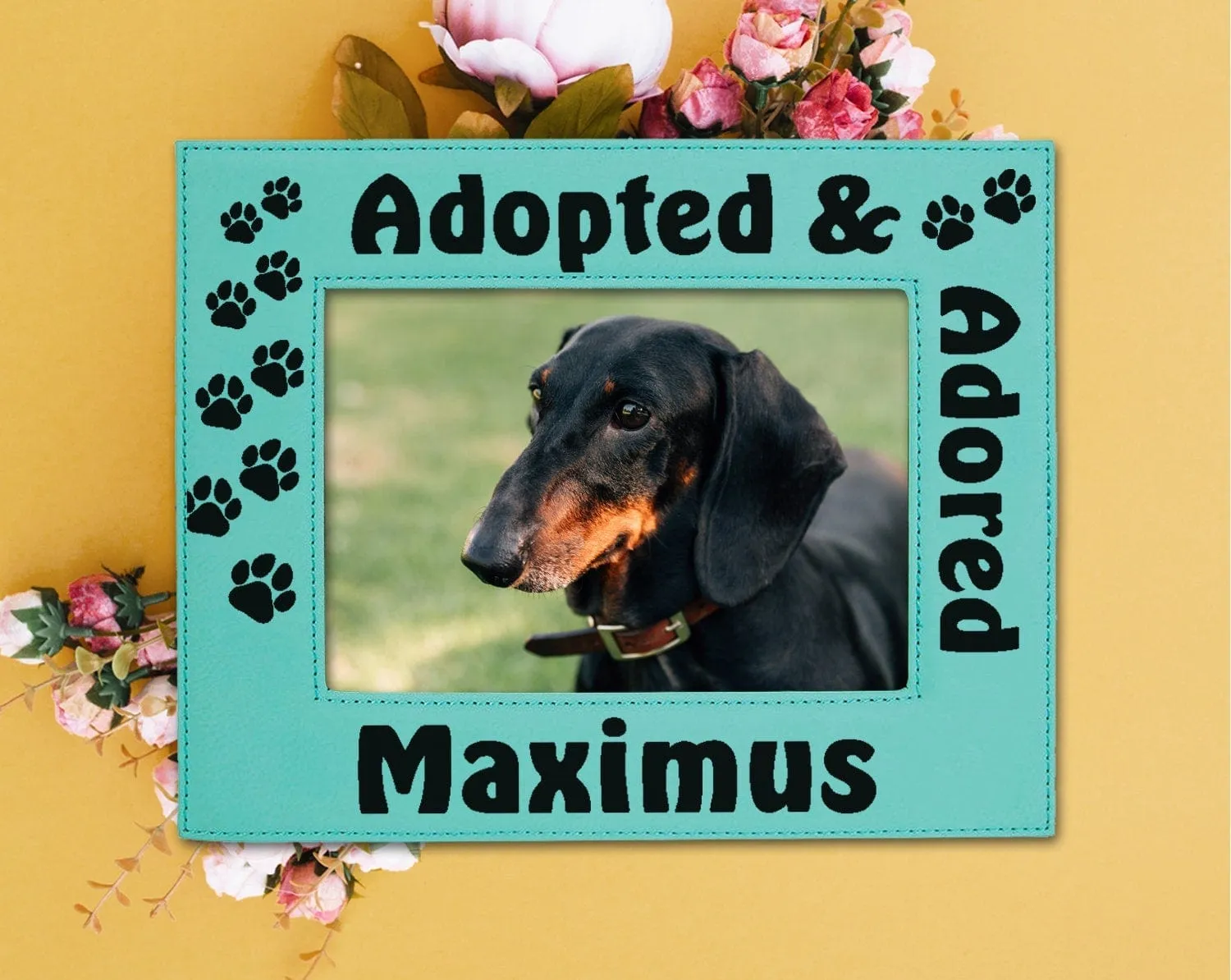 Picture Frames for Dogs and Cats Adopted and Adored Pet Photo Frame Personalized Paw Prints Rescued Puppy Kitten Best Friend Animal Gift