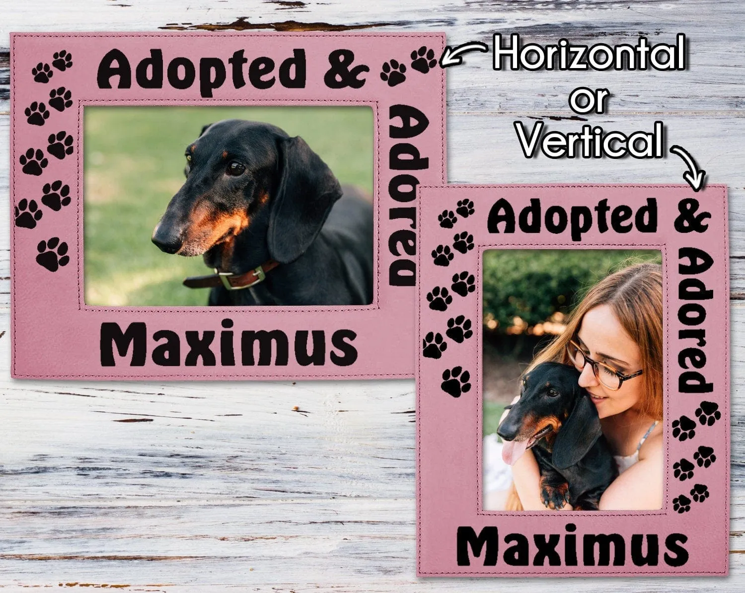 Picture Frames for Dogs and Cats Adopted and Adored Pet Photo Frame Personalized Paw Prints Rescued Puppy Kitten Best Friend Animal Gift
