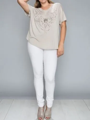 Plus VOCAL Rhinestone Shirt Sleeve Embellished Sparkling Top Blouse
