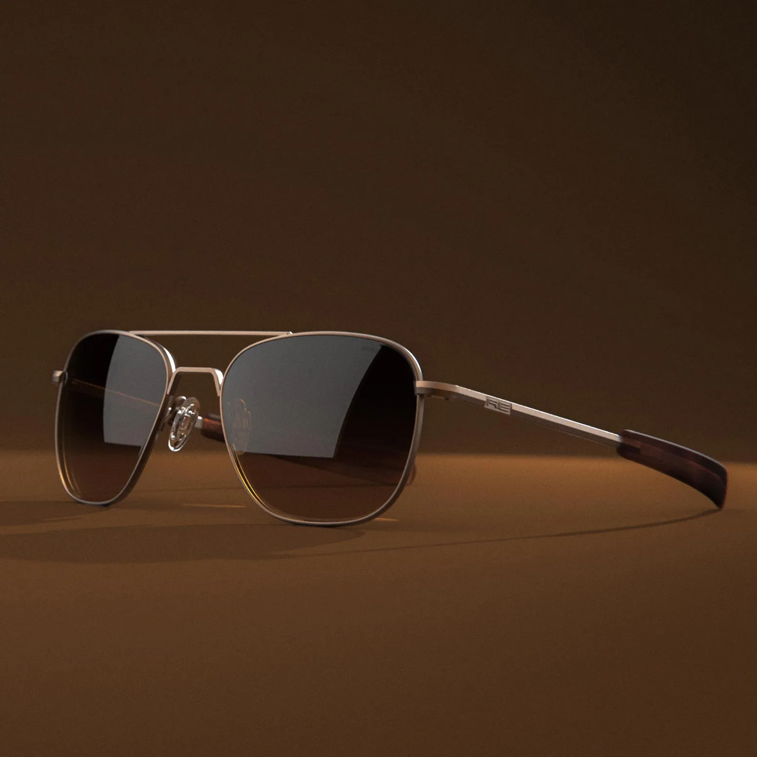 Randolph Engineering Aviator 22k Satin Chocolate Gold Sunglasses