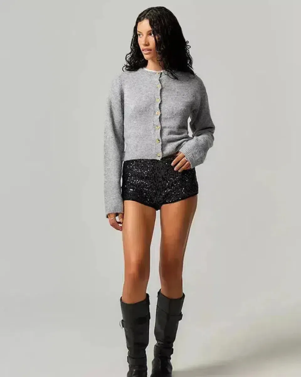 Selora – Sequin details – Velvet party shorts