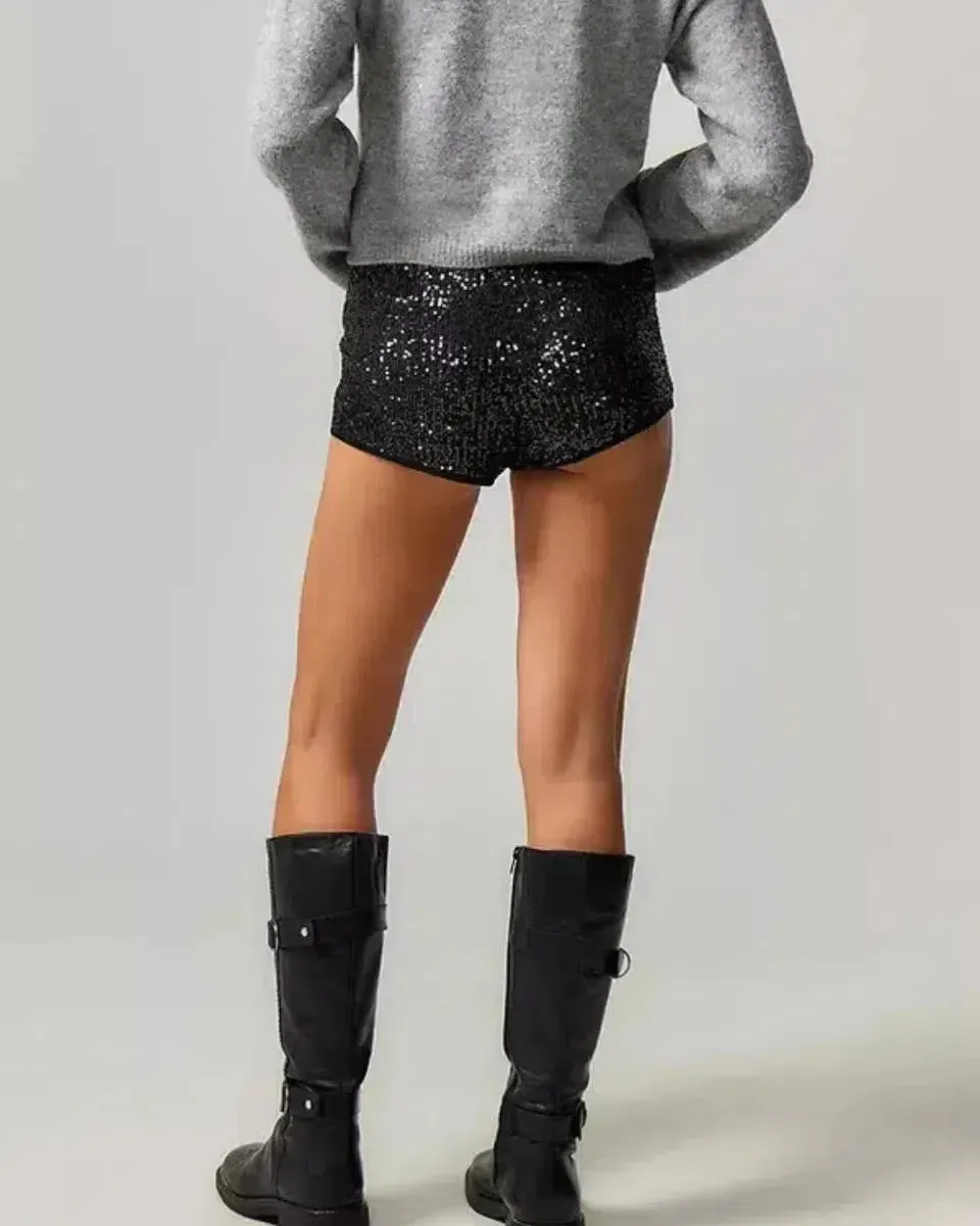 Selora – Sequin details – Velvet party shorts