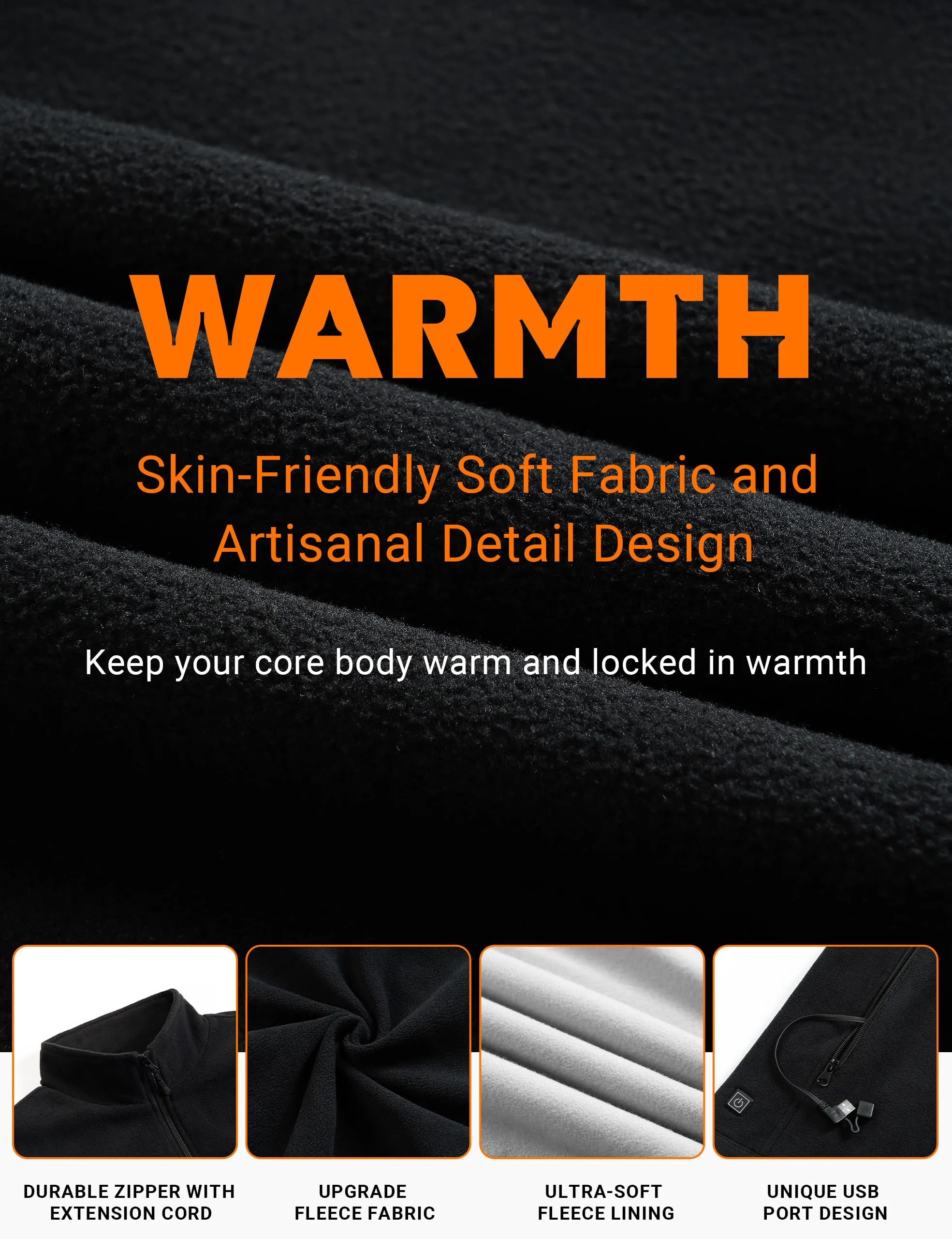 SOLJIKYE Heated Vest, Heated Jacket, Heated Vest for Men and Women 3 Heating Levels 6 Heating Zones (Battery Included)