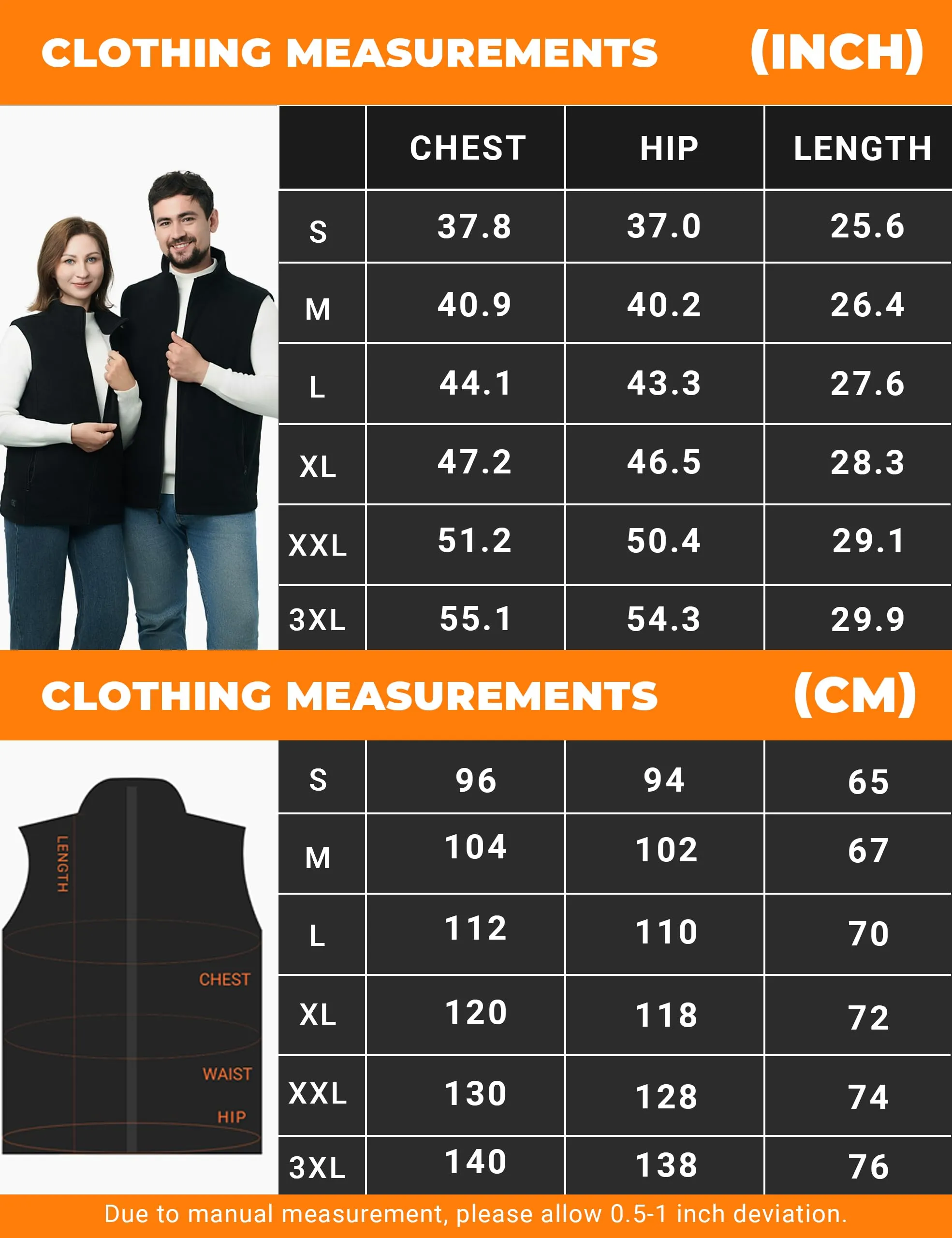 SOLJIKYE Heated Vest, Heated Jacket, Heated Vest for Men and Women 3 Heating Levels 6 Heating Zones (Battery Included)