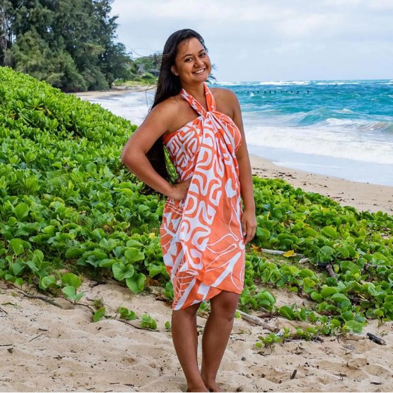 Tahiti Turtle Sarong- Orange
