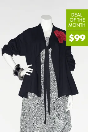 Tie Jacket in Black Papyrus