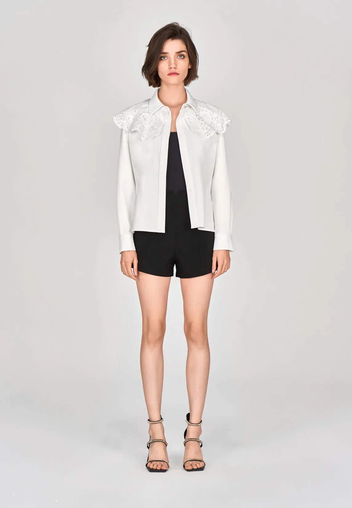 White Lace Peter Pan Collar Shirt