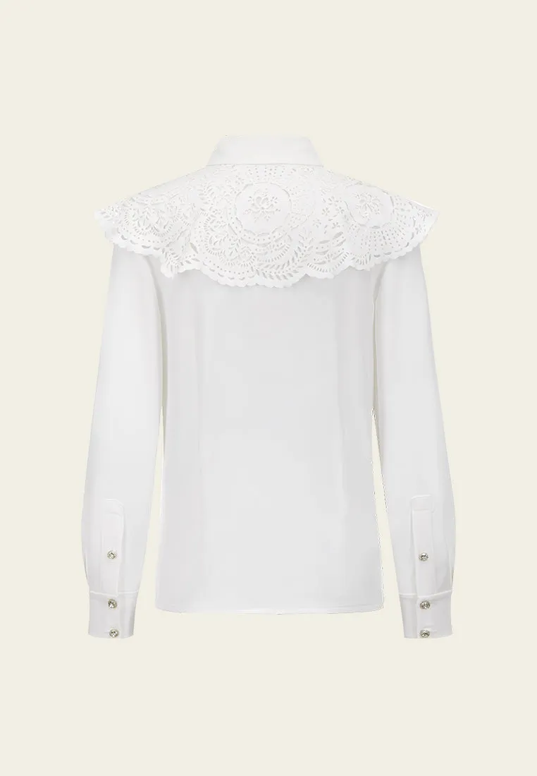 White Lace Peter Pan Collar Shirt