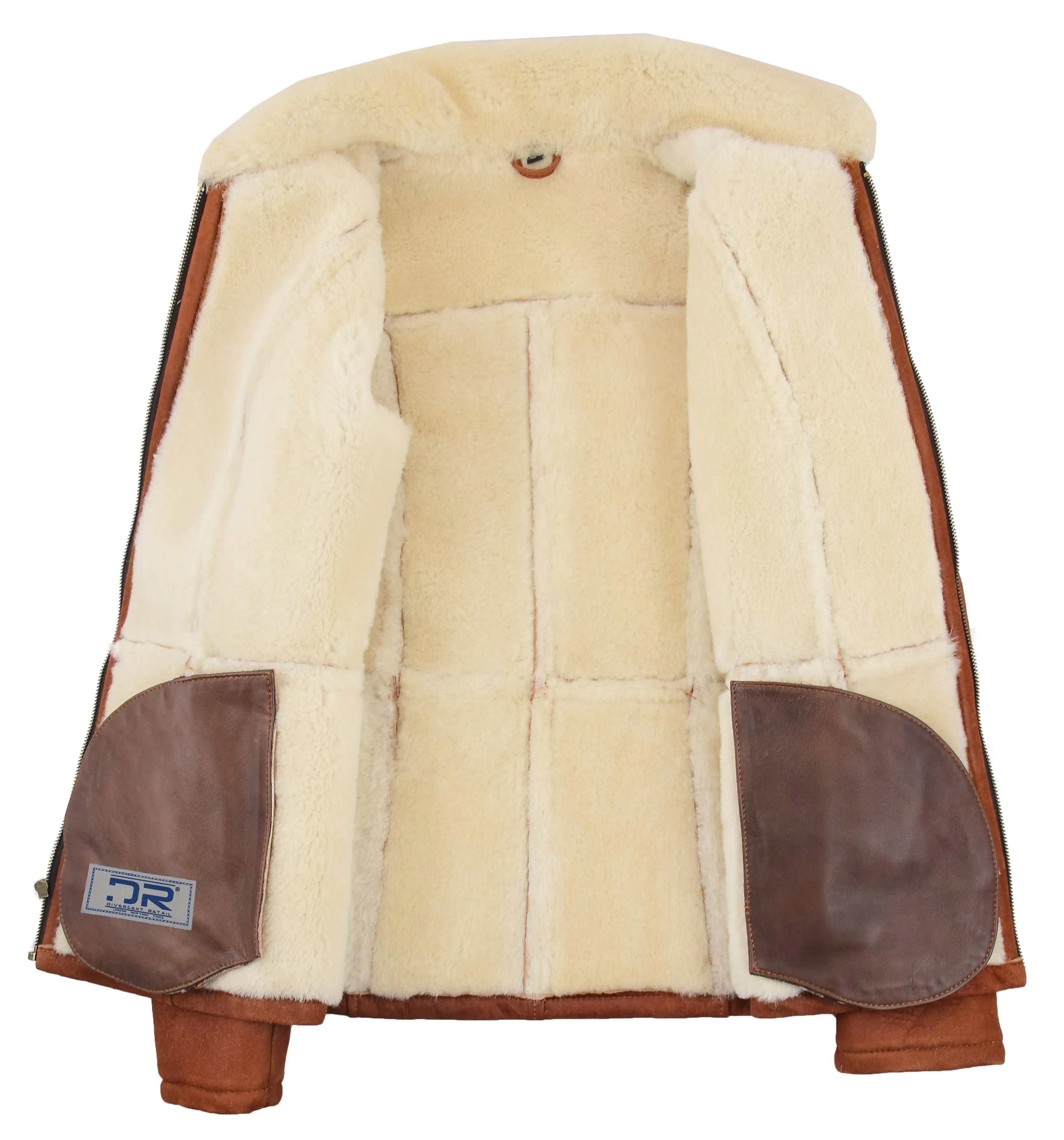 Women's Real Sheepskin Shearling Jacket Classic Design Whiskey Eula
